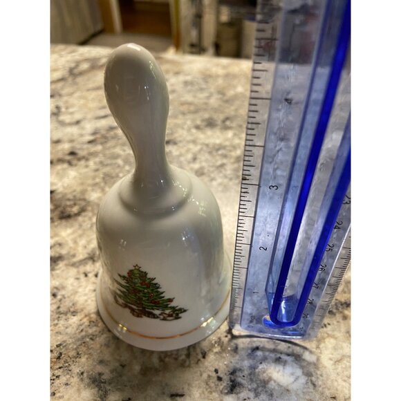 Vintage Christmas Porcelain Bell Holly Berry Gold Trim Holiday Decor Collectible - Picture 5 of 6